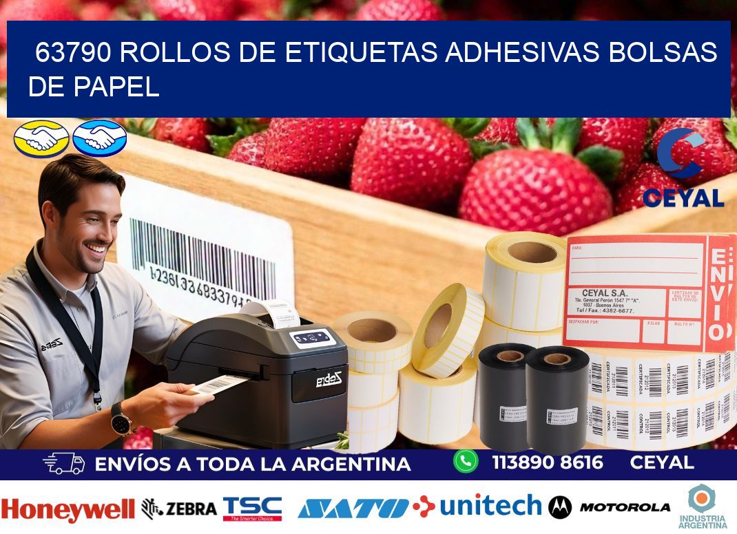 63790 rollos de etiquetas adhesivas bolsas de papel