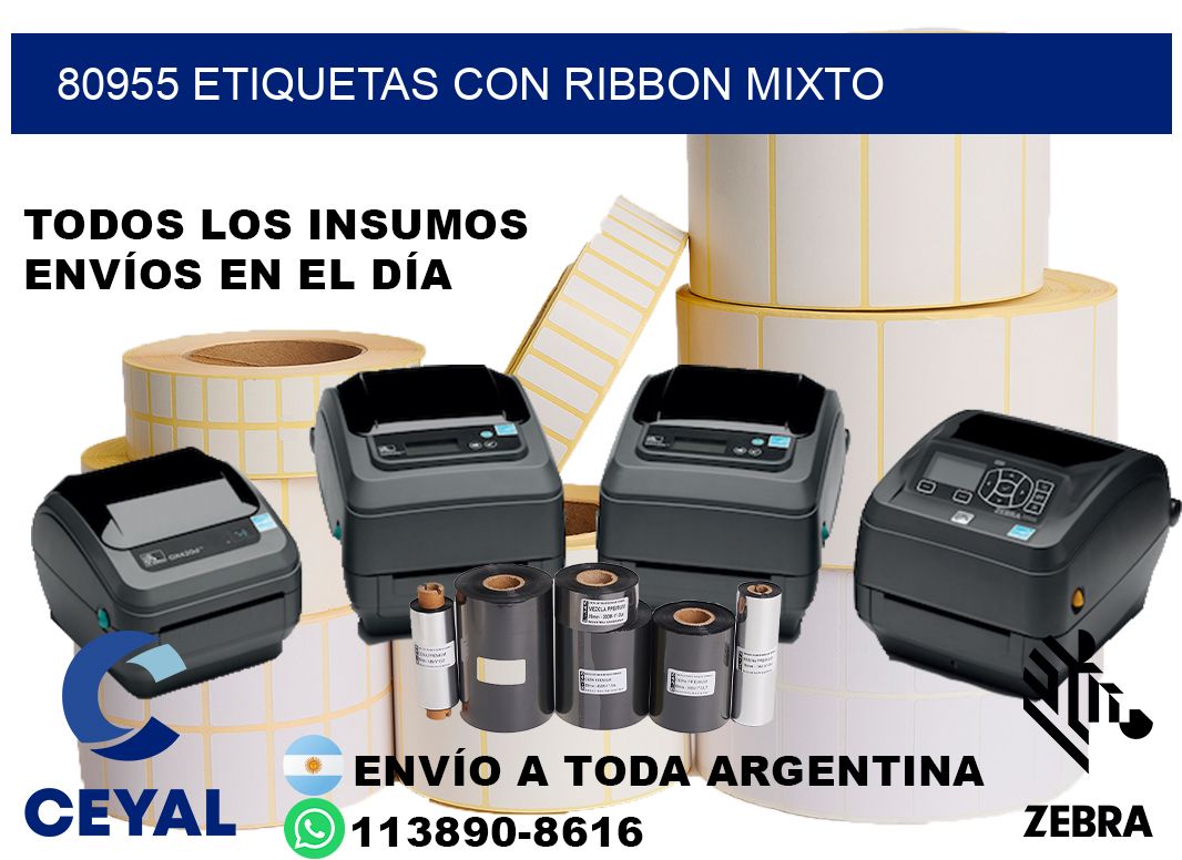 80955 etiquetas con ribbon mixto