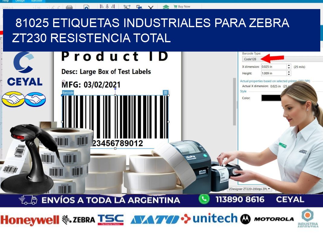 81025 etiquetas industriales para zebra zt230 resistencia total