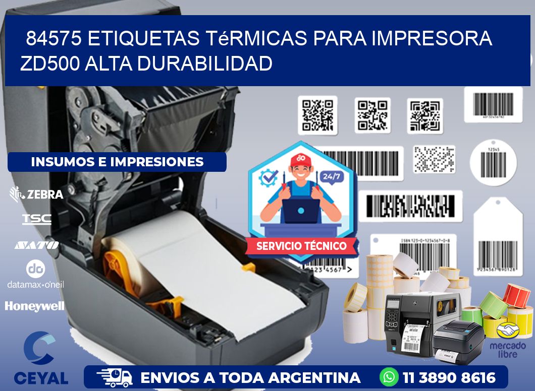 84575 etiquetas térmicas para impresora zd500 alta durabilidad