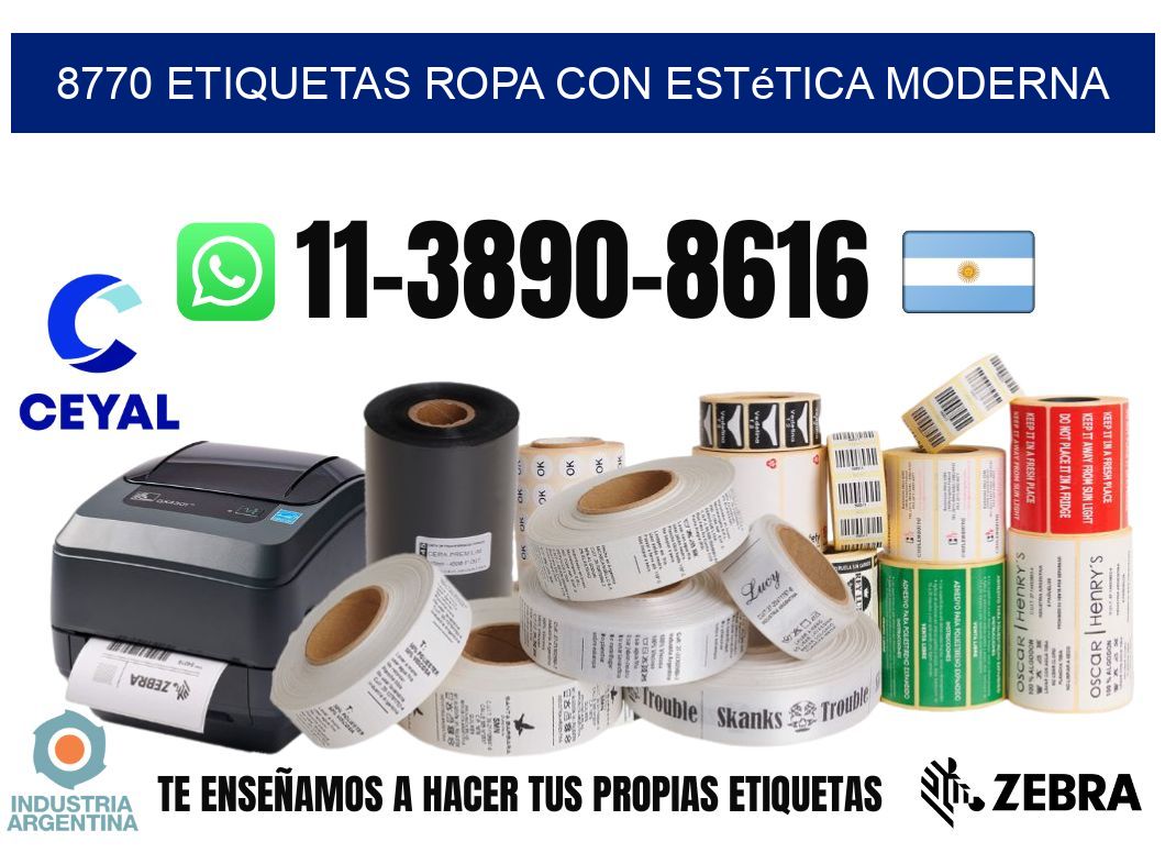 8770 Etiquetas ropa con estética moderna