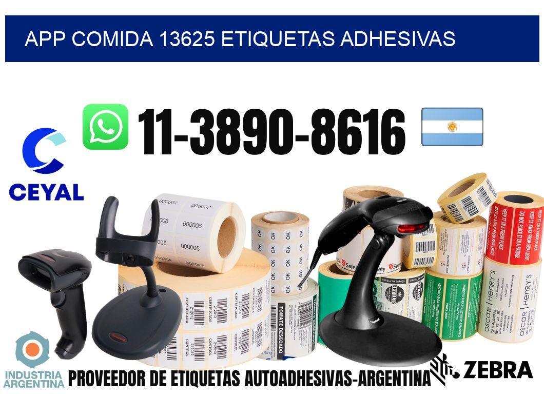 App comida 13625 etiquetas adhesivas