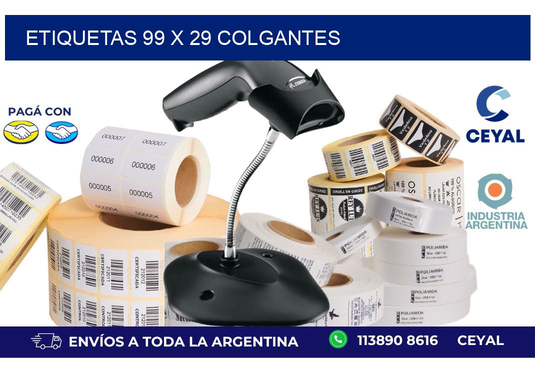 etiquetas 99 x 29 colgantes