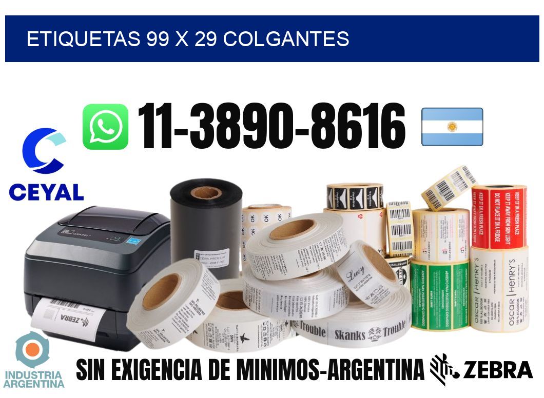 etiquetas 99 x 29 colgantes