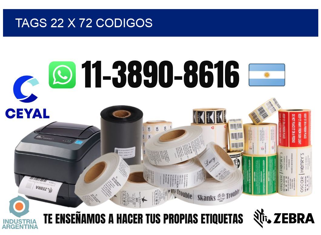 tags 22 x 72 codigos