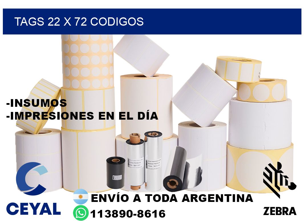 tags 22 x 72 codigos