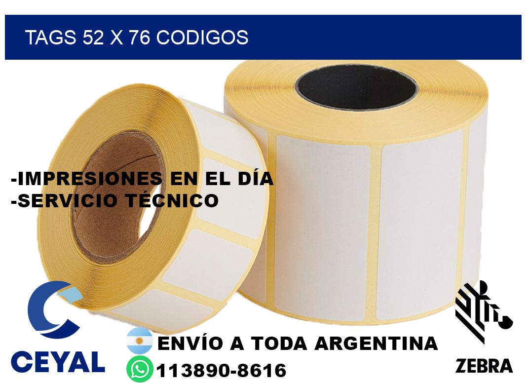 tags 52 x 76 codigos