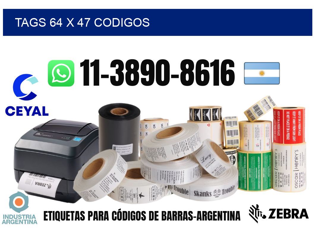 tags 64 x 47 codigos