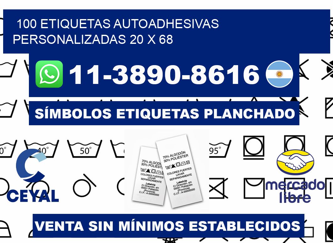 100 Etiquetas autoadhesivas personalizadas 20 x 68