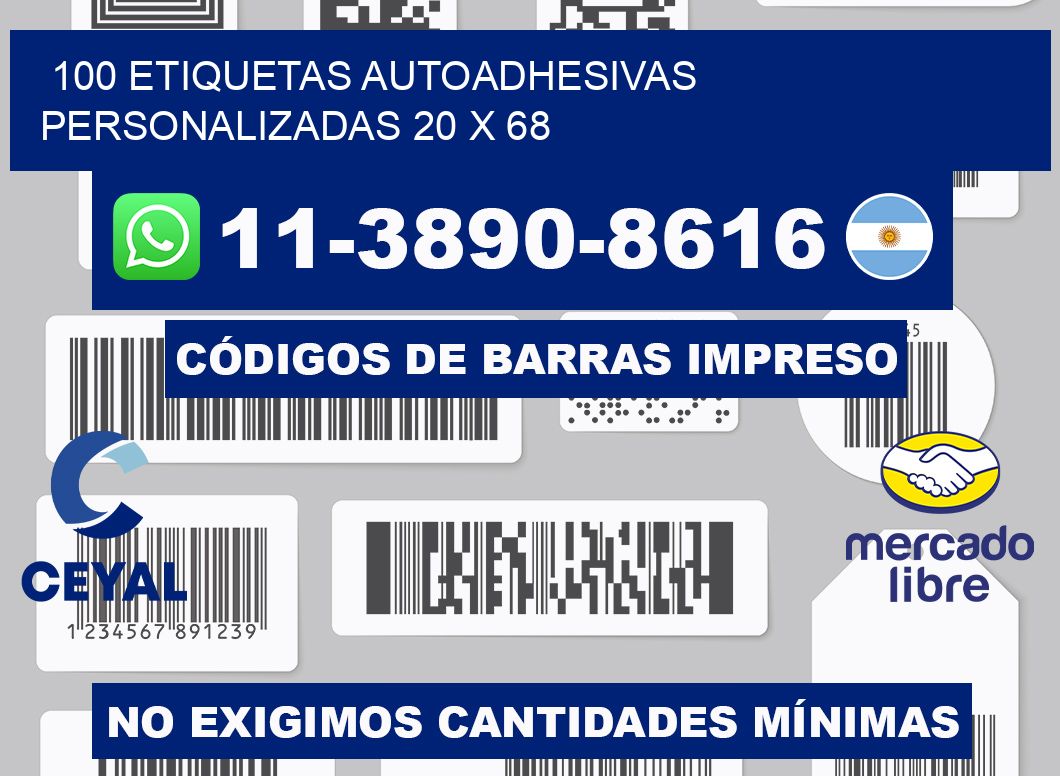 100 Etiquetas autoadhesivas personalizadas 20 x 68