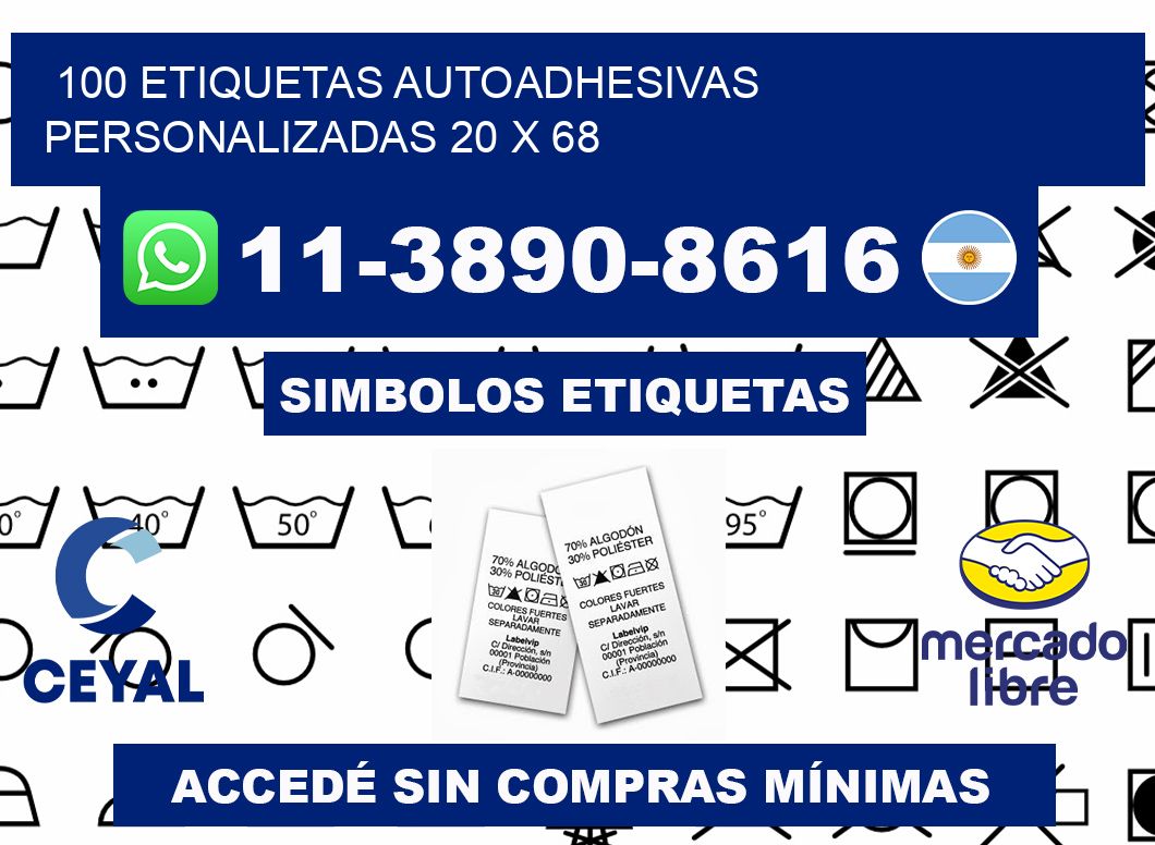 100 Etiquetas autoadhesivas personalizadas 20 x 68