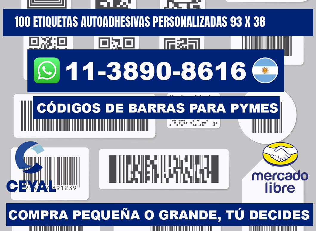 100 Etiquetas autoadhesivas personalizadas 93 x 38