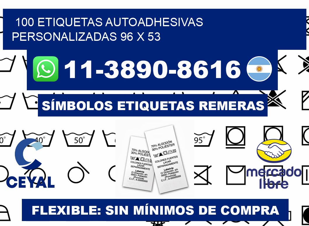 100 Etiquetas autoadhesivas personalizadas 96 x 53