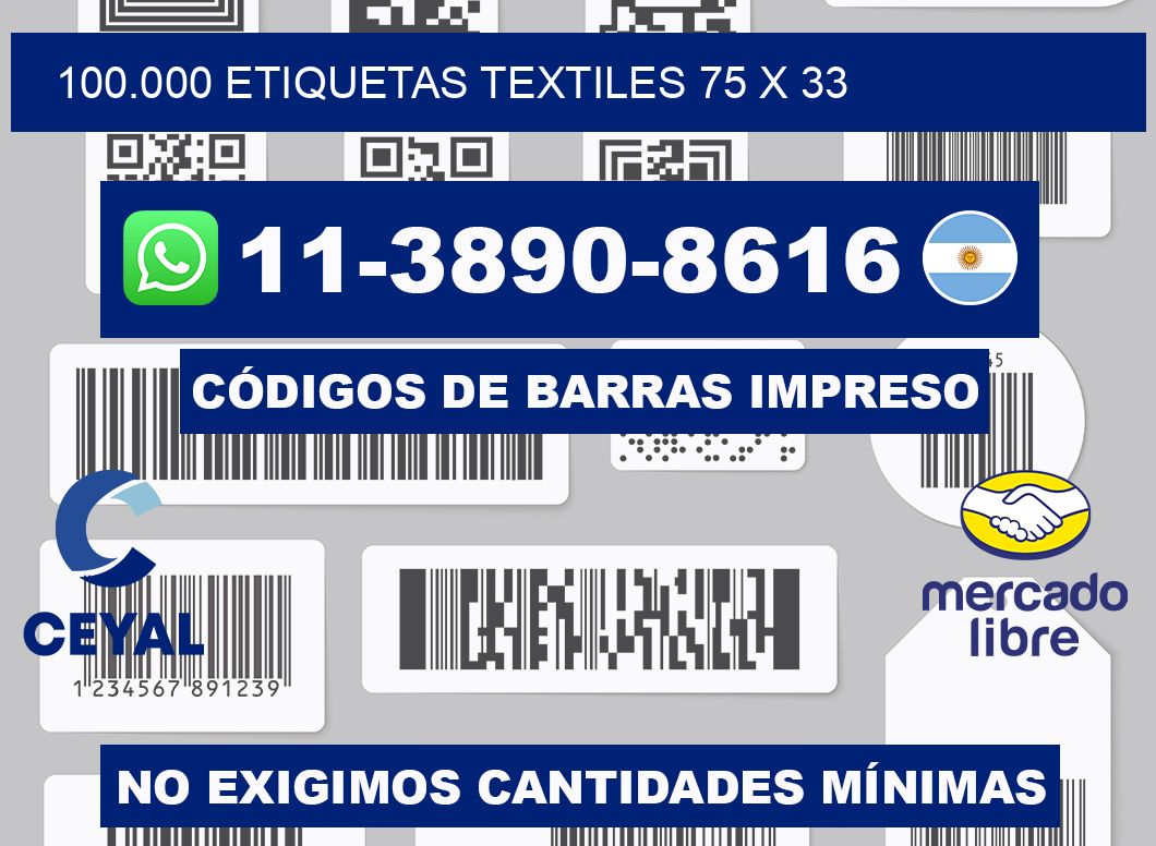 100.000 ETIQUETAS TEXTILES 75 x 33