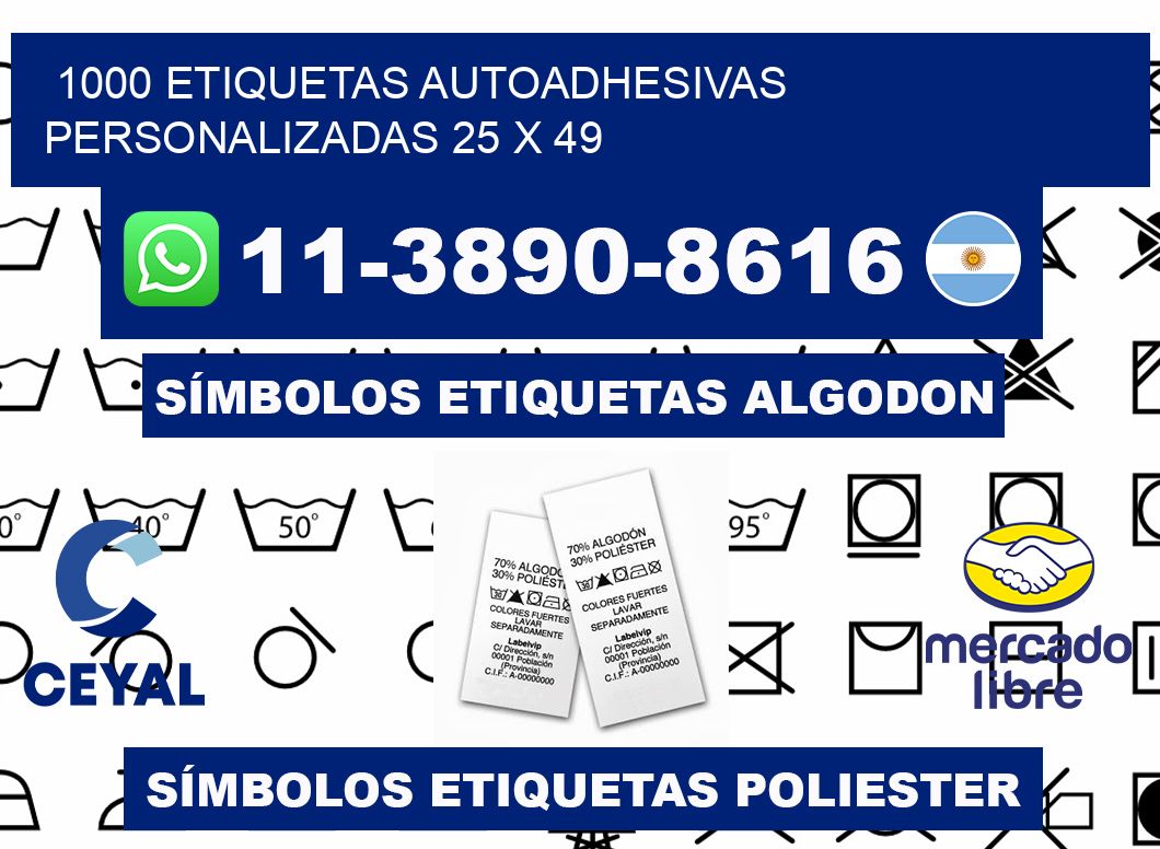 1000 Etiquetas autoadhesivas personalizadas 25 x 49