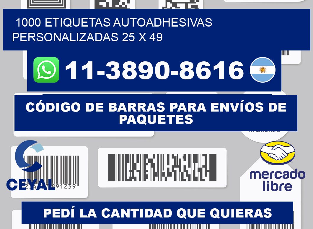 1000 Etiquetas autoadhesivas personalizadas 25 x 49