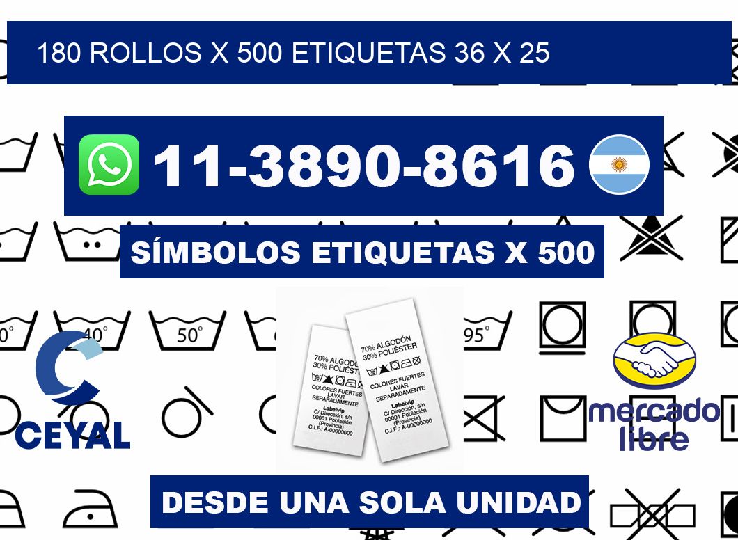 180 rollos x 500 etiquetas 36 x 25