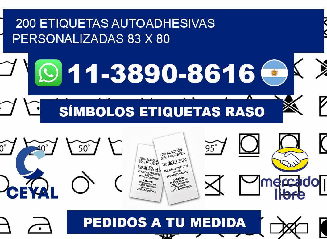 200 Etiquetas autoadhesivas personalizadas 83 x 80