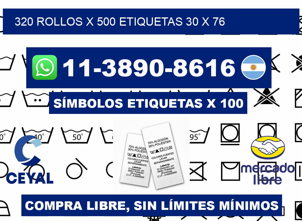 320 rollos x 500 etiquetas 30 x 76
