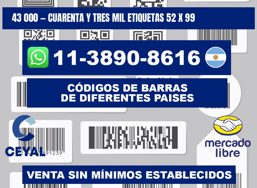 43 000 — cuarenta y tres mil etiquetas 52 x 99