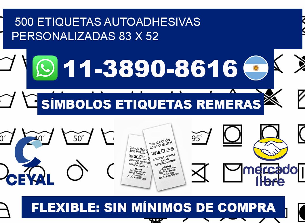 500 Etiquetas autoadhesivas personalizadas 83 x 52