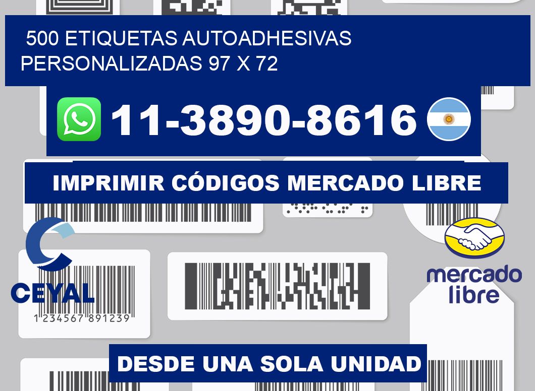 500 Etiquetas autoadhesivas personalizadas 97 x 72