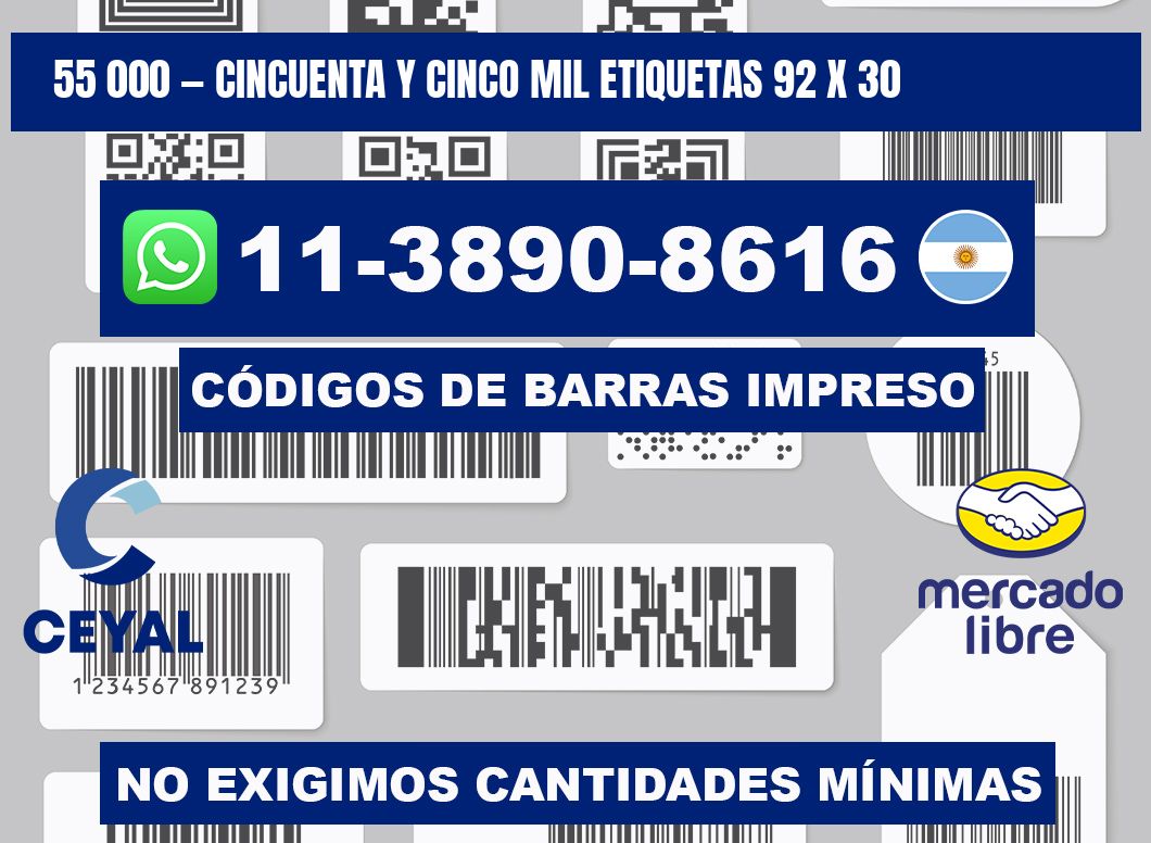 55 000 — cincuenta y cinco mil etiquetas 92 x 30