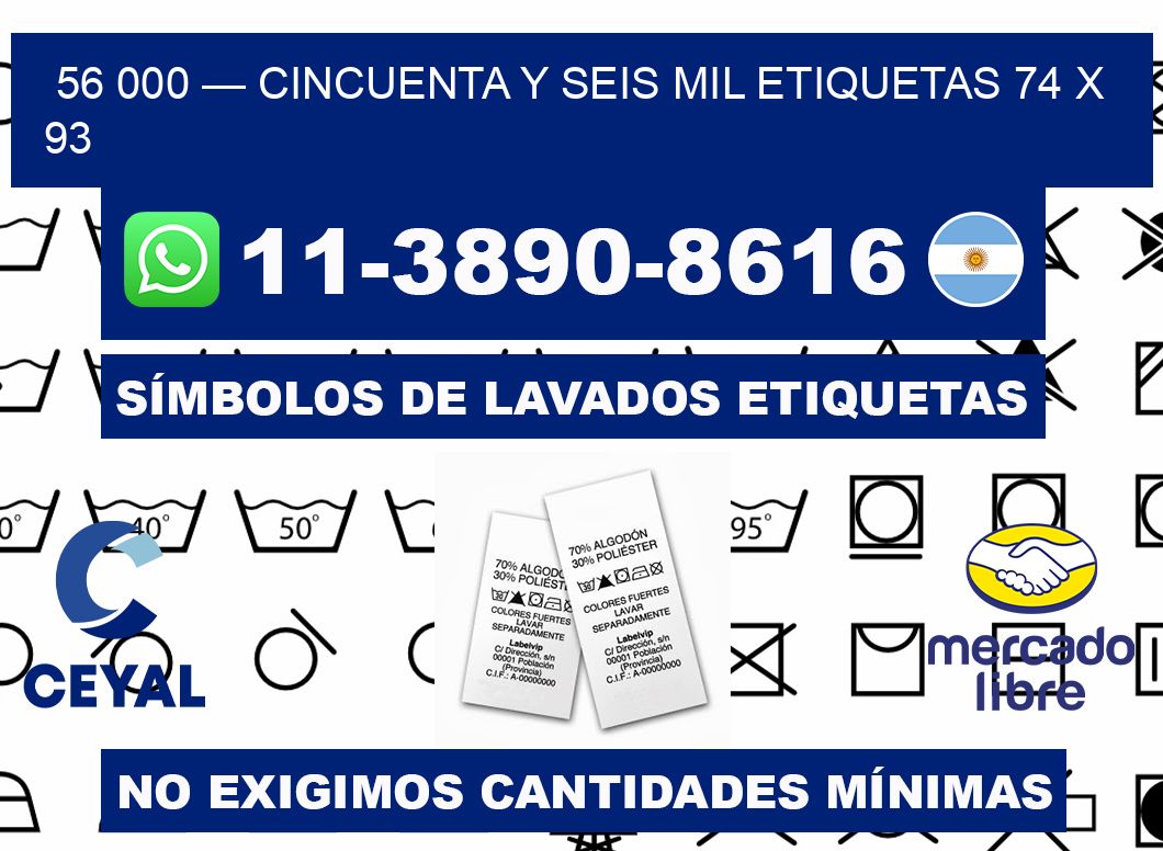 56 000 — cincuenta y seis mil etiquetas 74 x 93
