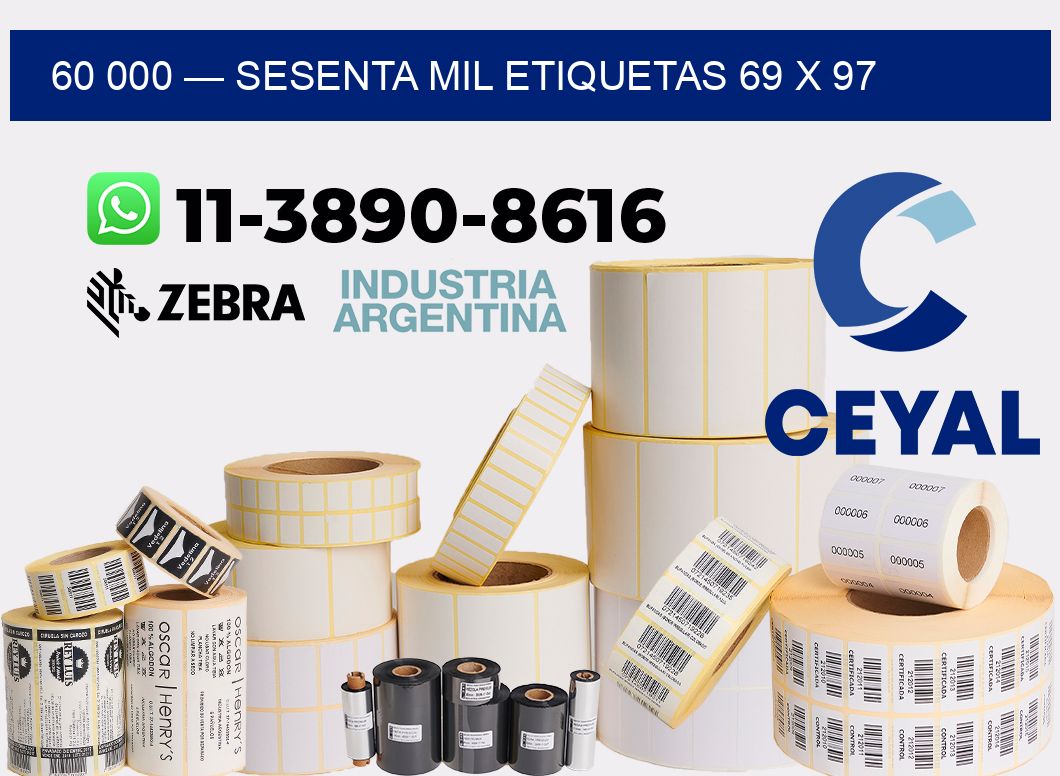 60 000 — sesenta mil etiquetas 69 x 97