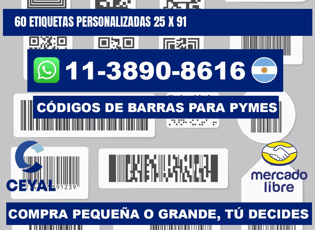 60 ETIQUETAS PERSONALIZADAS 25 x 91