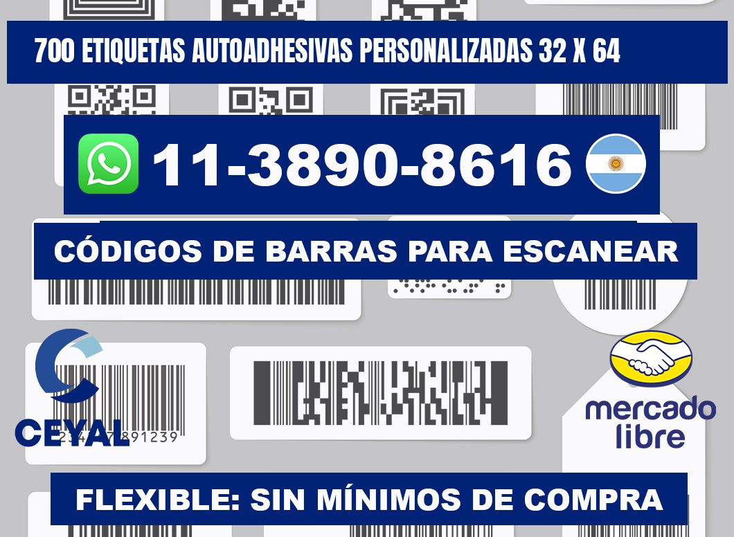700 Etiquetas autoadhesivas personalizadas 32 x 64