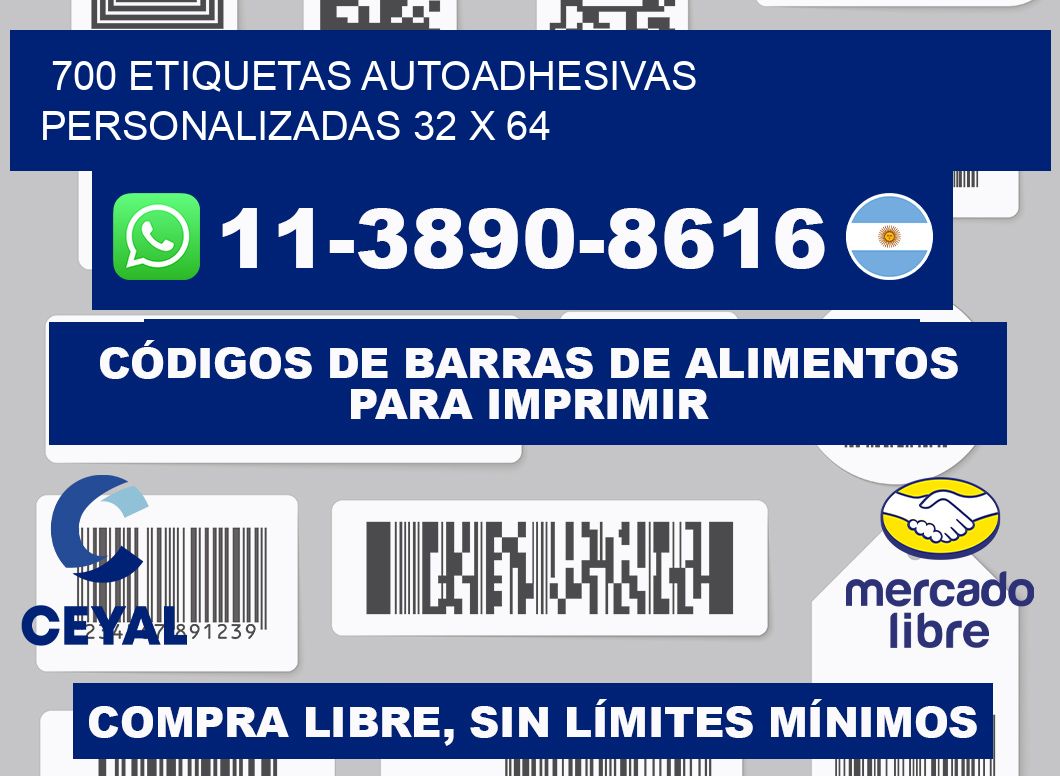 700 Etiquetas autoadhesivas personalizadas 32 x 64