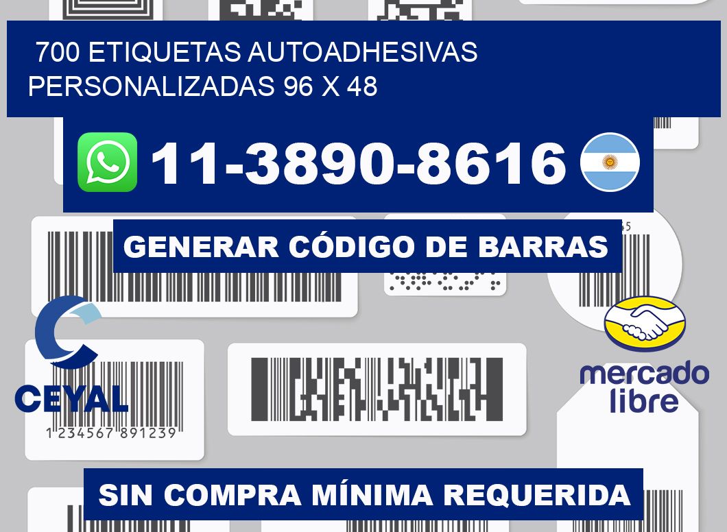 700 Etiquetas autoadhesivas personalizadas 96 x 48