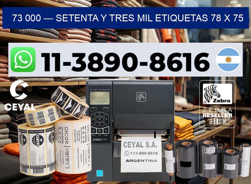 73 000 — setenta y tres mil etiquetas 78 x 75