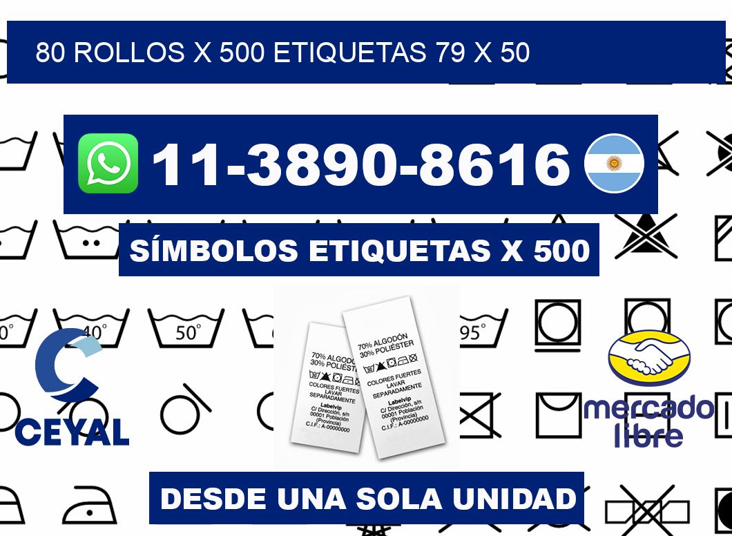 80 rollos x 500 etiquetas 79 x 50