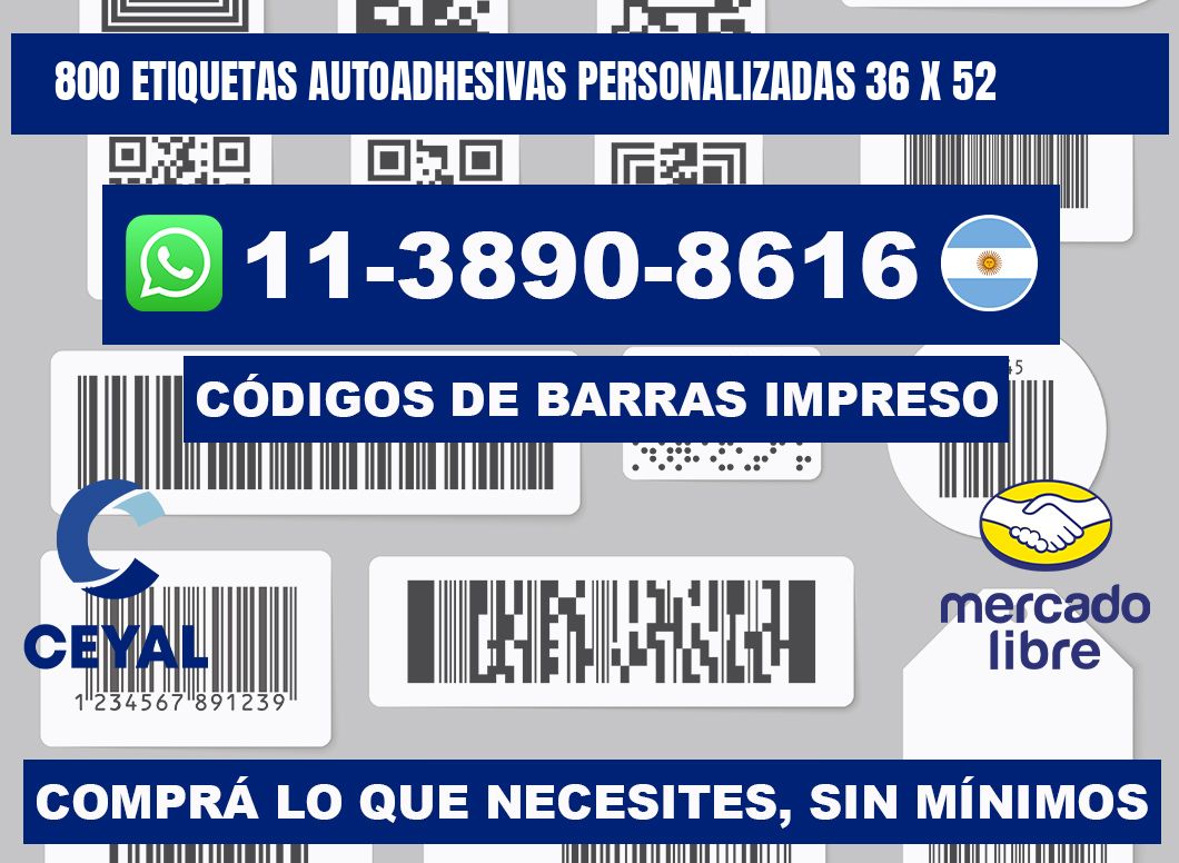 800 Etiquetas autoadhesivas personalizadas 36 x 52