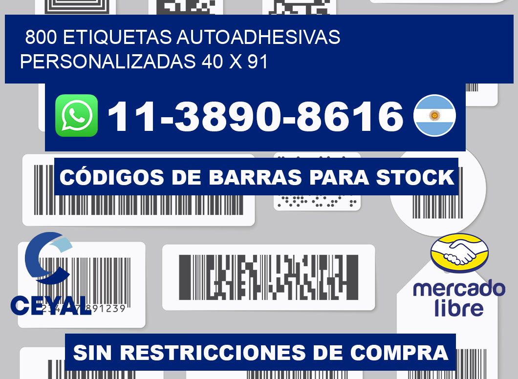 800 Etiquetas autoadhesivas personalizadas 40 x 91
