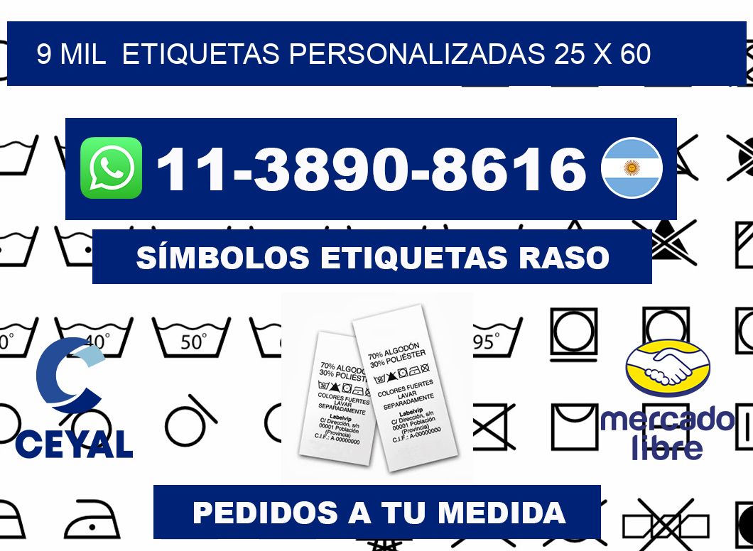 9 mil etiquetas personalizadas 25 x 60
