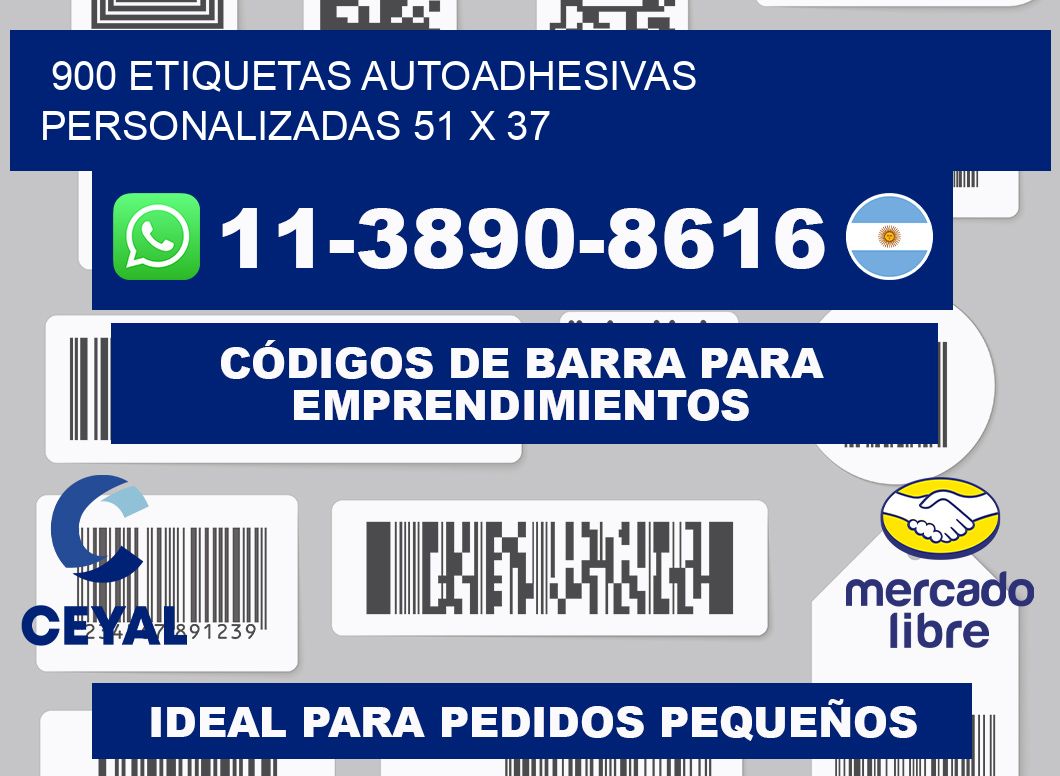 900 Etiquetas autoadhesivas personalizadas 51 x 37