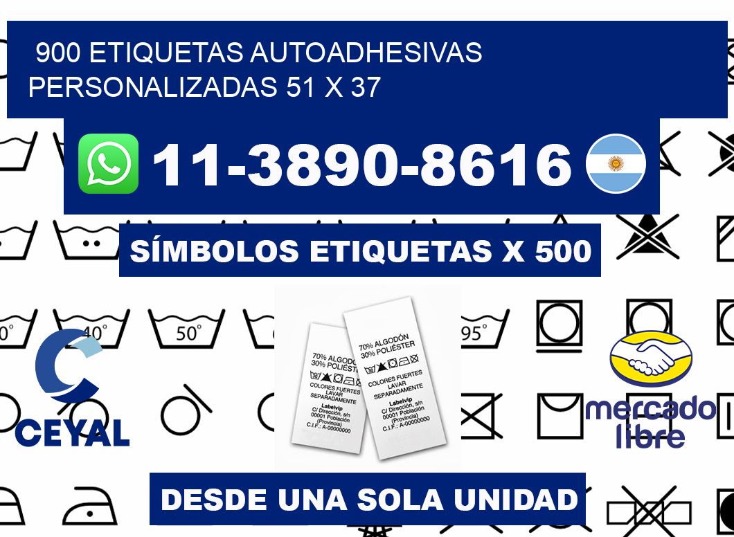 900 Etiquetas autoadhesivas personalizadas 51 x 37