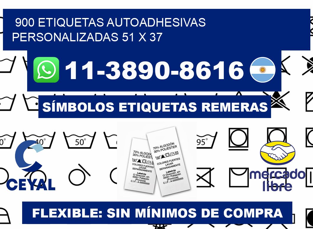 900 Etiquetas autoadhesivas personalizadas 51 x 37
