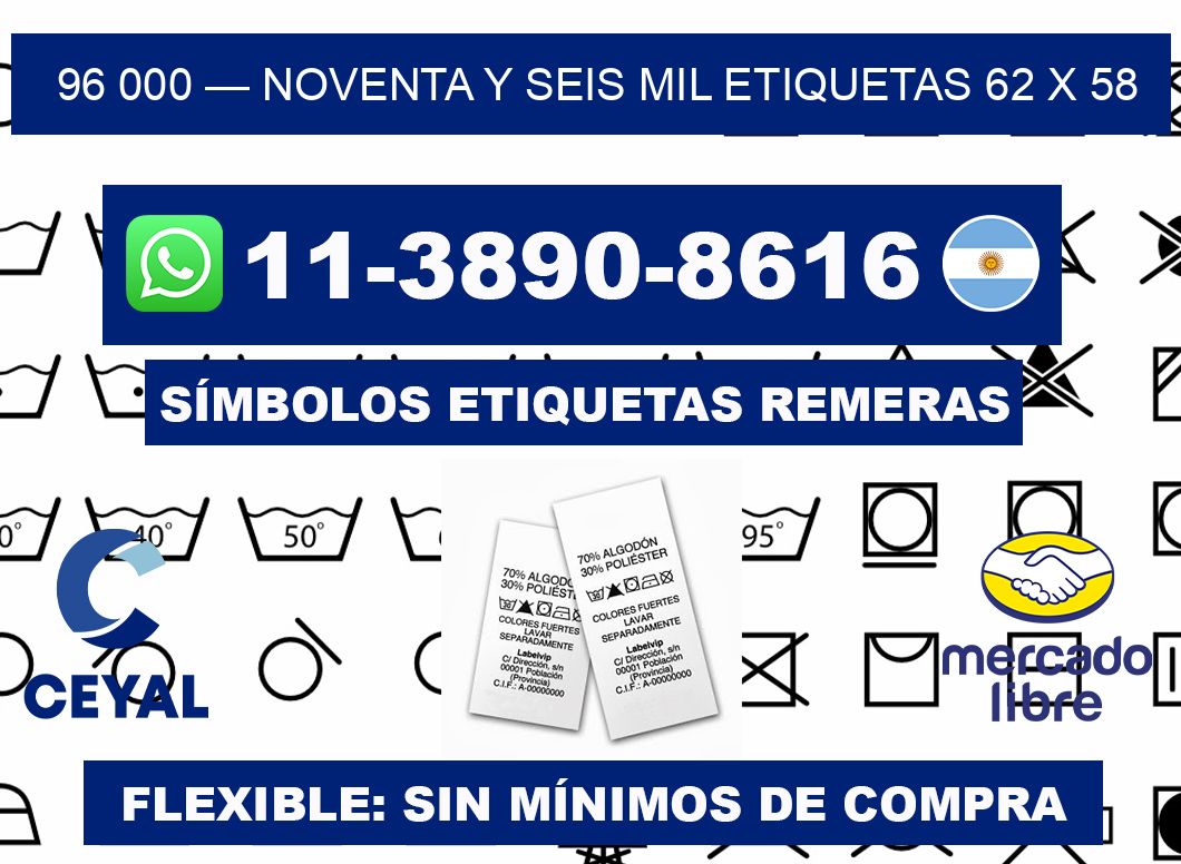 96 000 — noventa y seis mil etiquetas 62 x 58