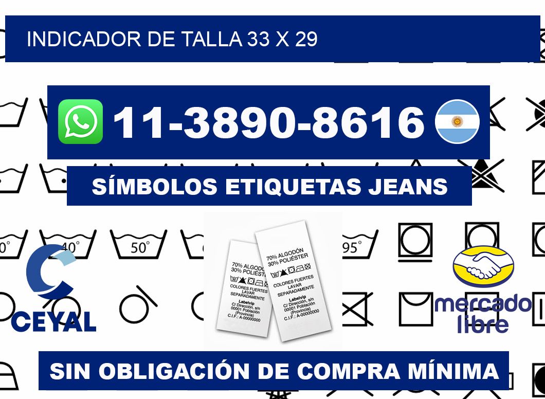 Indicador de talla 33 x 29