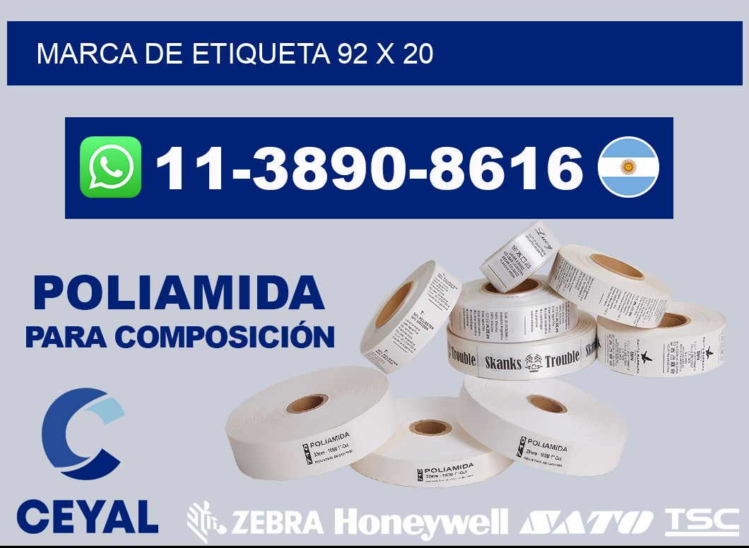 Marca de etiqueta 92 x 20
