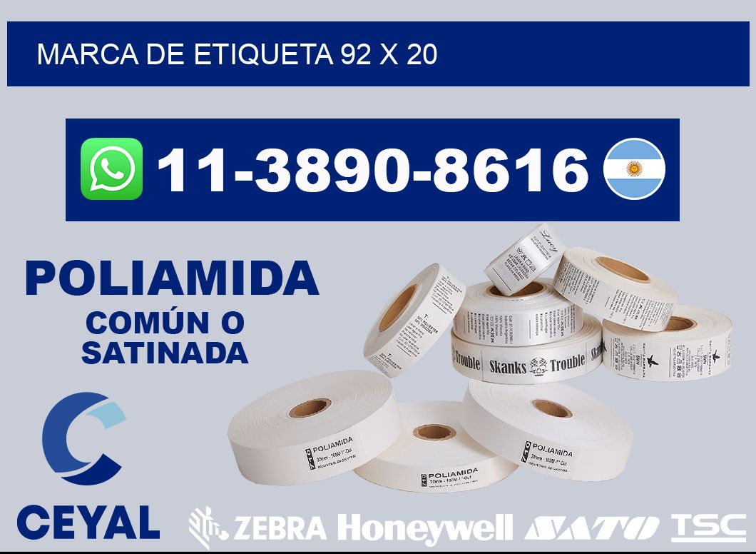 Marca de etiqueta 92 x 20