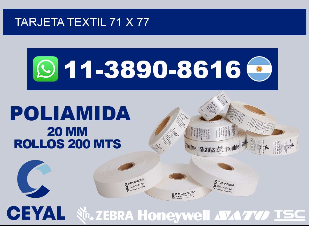 Tarjeta textil 71 x 77