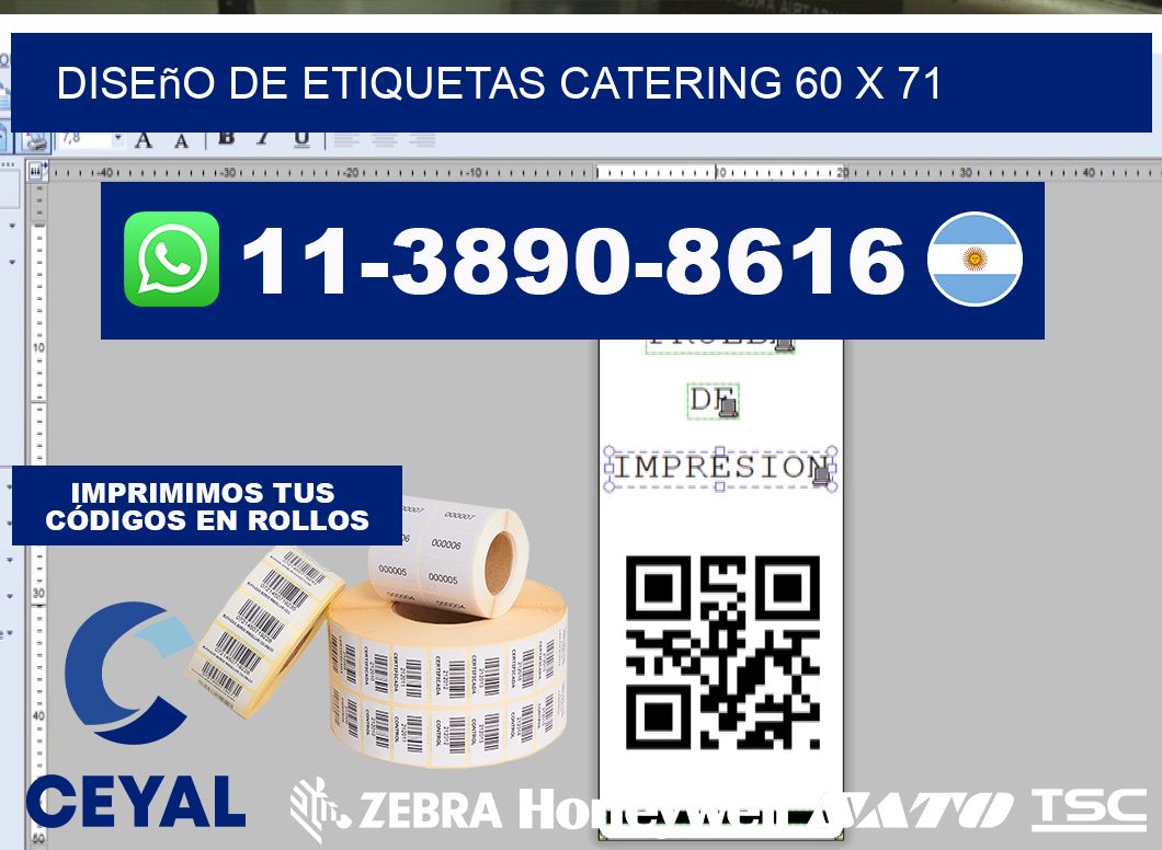 diseño de etiquetas catering 60 x 71