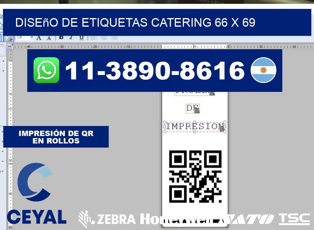 diseño de etiquetas catering 66 x 69