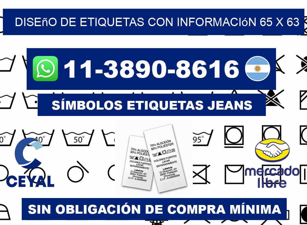 diseño de etiquetas con información 65 x 63