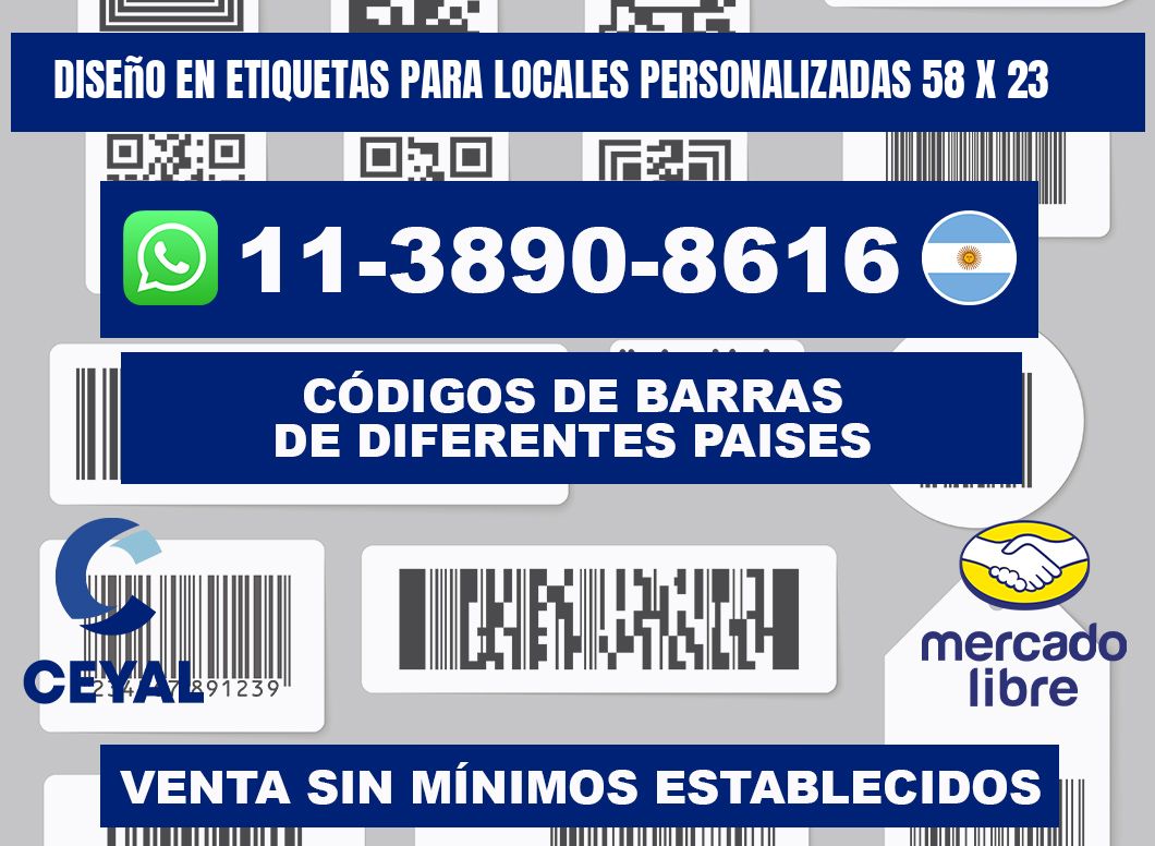 diseño en etiquetas para locales personalizadas 58 x 23